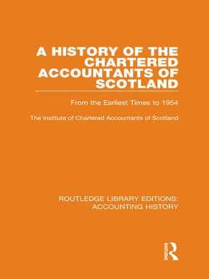 cover image of A History of the Chartered Accountants of Scotland